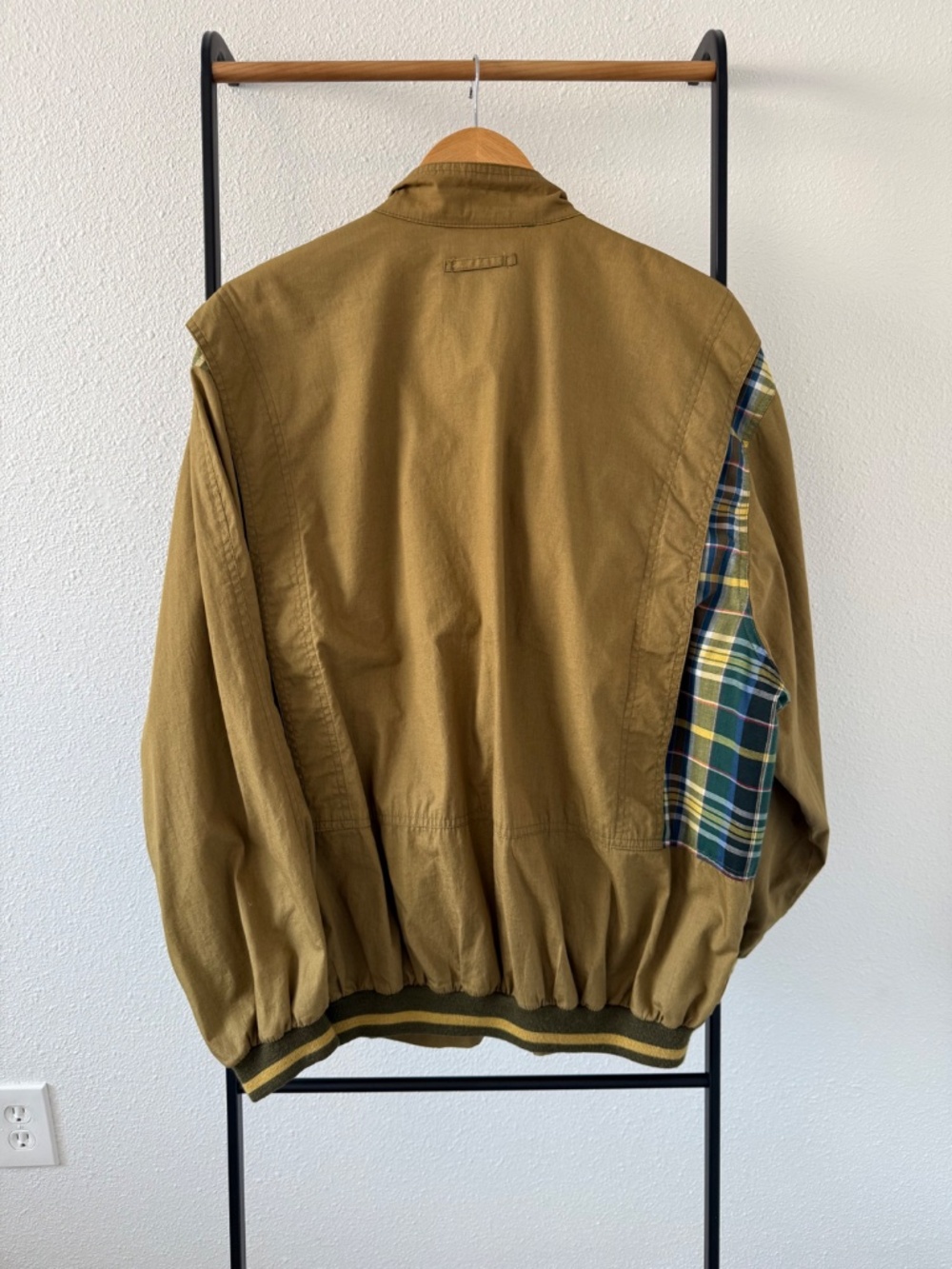 Rodier Hommes Vintage Bomber Jacket – Olive with Plaid Lining - Picture 6 of 8